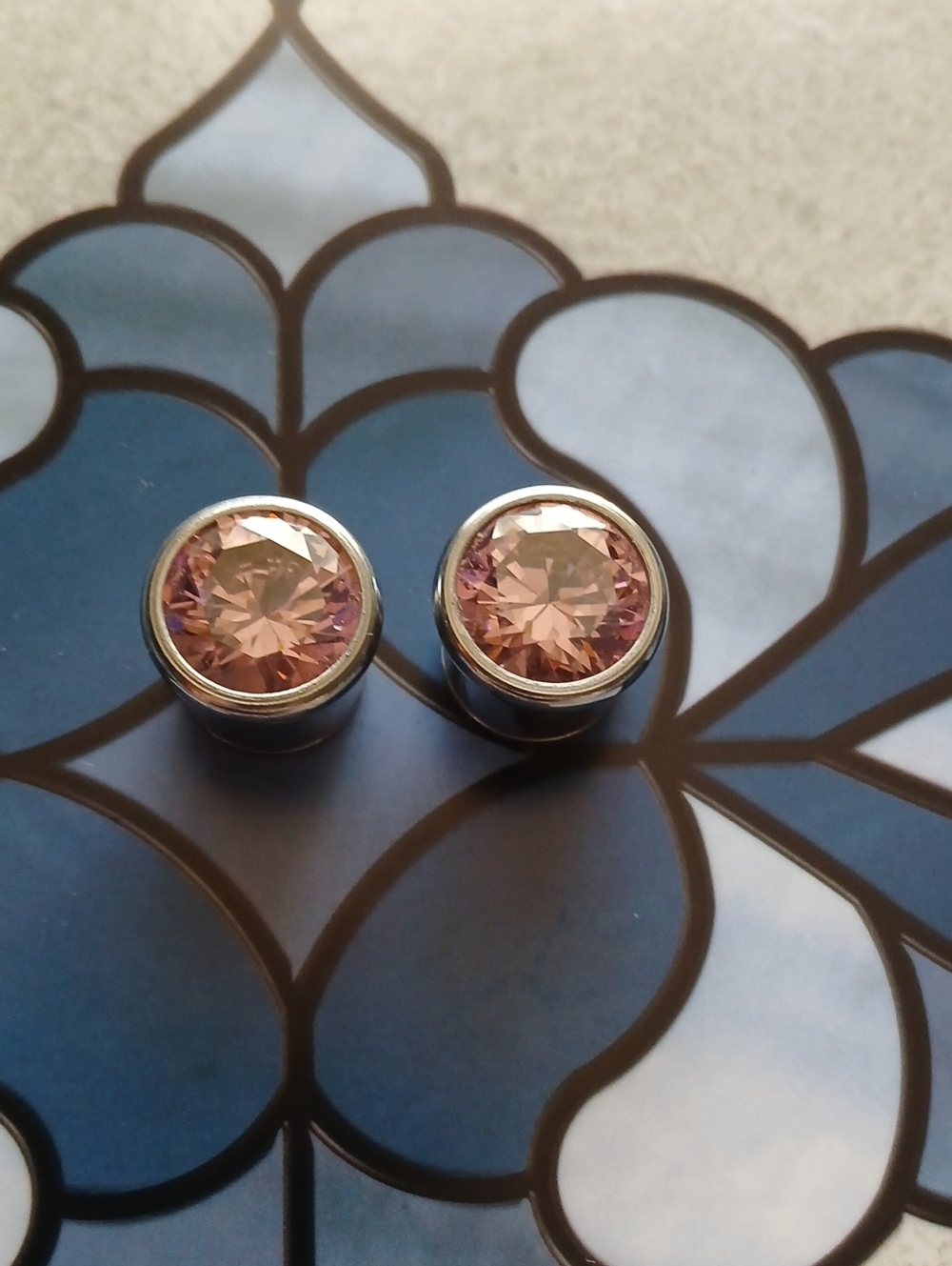 12mm Pink CZ Single Flare Plugs Earrings